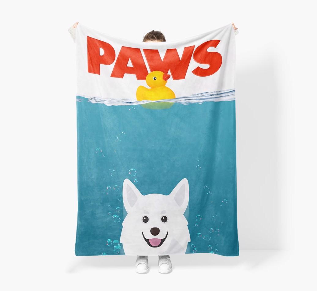 'Paws' - Personalized {breedFullName} Blanket: Premium Sherpa Fleece