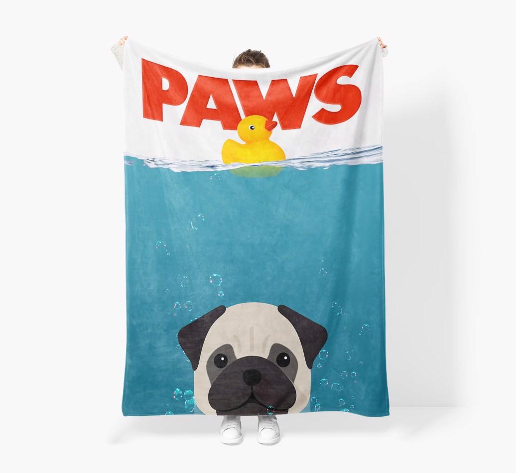 'Paws' - Personalized {breedFullName} Blanket: Premium Sherpa Fleece