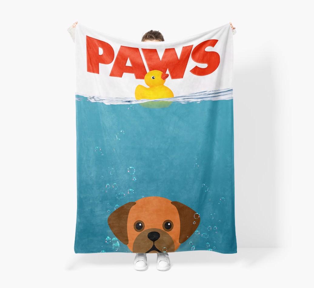 'Paws' - Personalized {breedFullName} Blanket: Premium Sherpa Fleece
