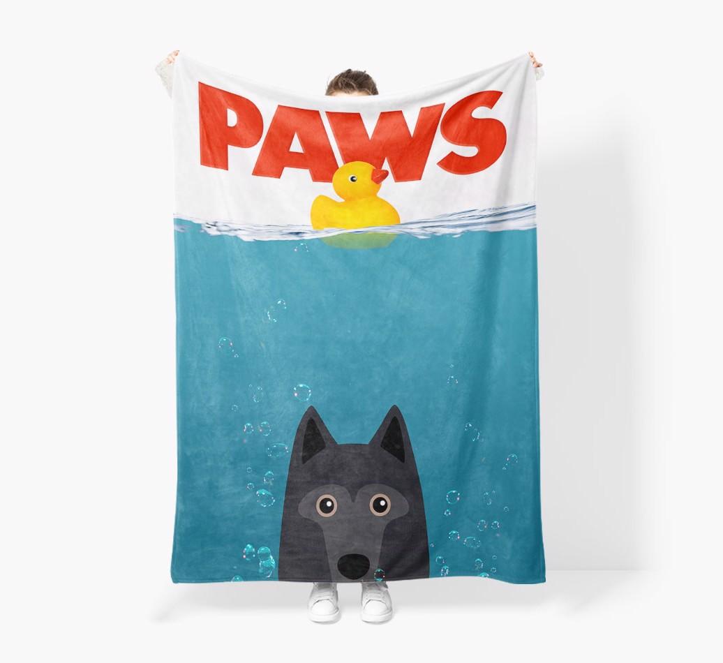 'Paws' - Personalized {breedFullName} Blanket: Premium Sherpa Fleece
