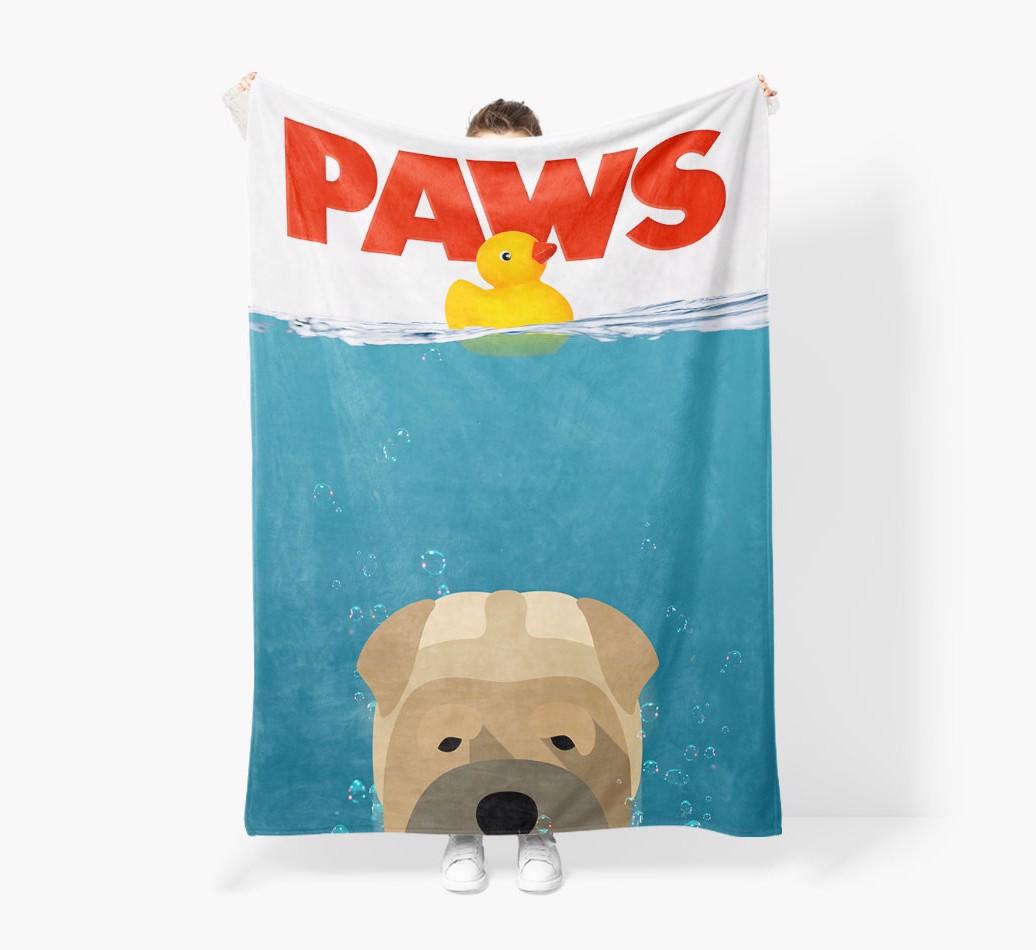 'Paws' - Personalized {breedFullName} Blanket: Premium Sherpa Fleece
