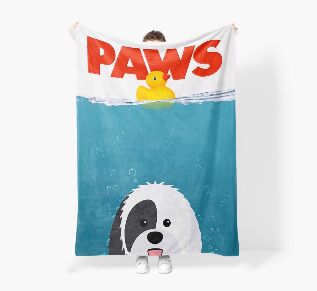 'Paws' - Personalized {breedFullName} Blanket: Premium Sherpa Fleece