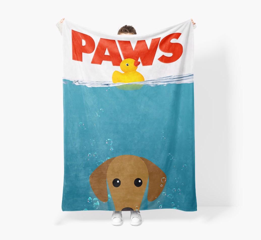 'Paws' - Personalized {breedFullName} Blanket: Premium Sherpa Fleece