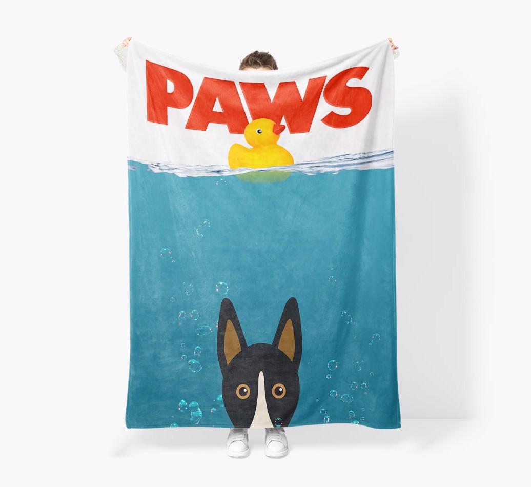 'Paws' - Personalized {breedFullName} Blanket: Premium Sherpa Fleece