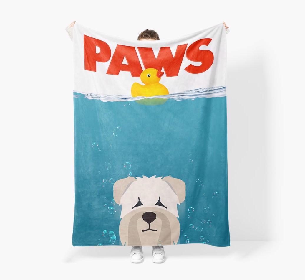 'Paws' - Personalized {breedFullName} Blanket: Premium Sherpa Fleece