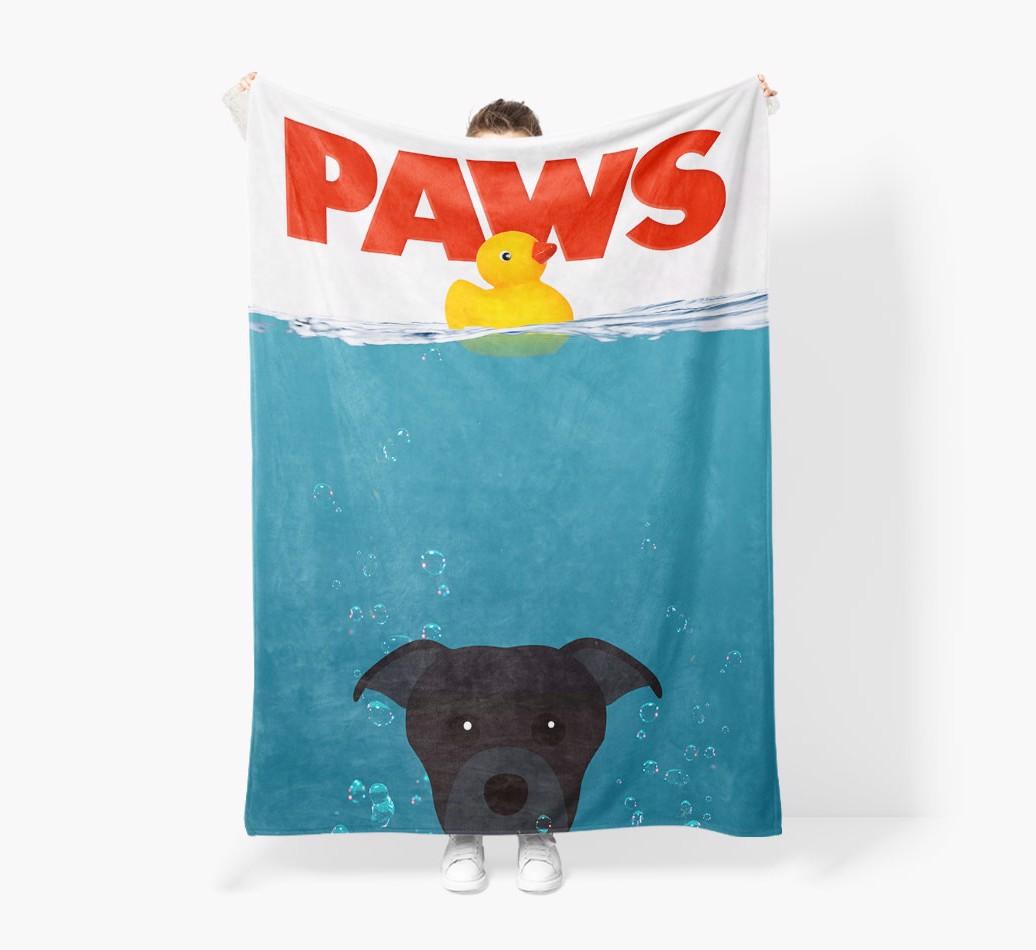 'Paws' - Personalized {breedFullName} Blanket: Premium Sherpa Fleece