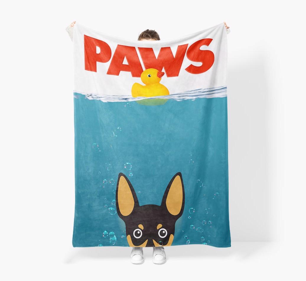 'Paws' - Personalized {breedFullName} Blanket: Premium Sherpa Fleece