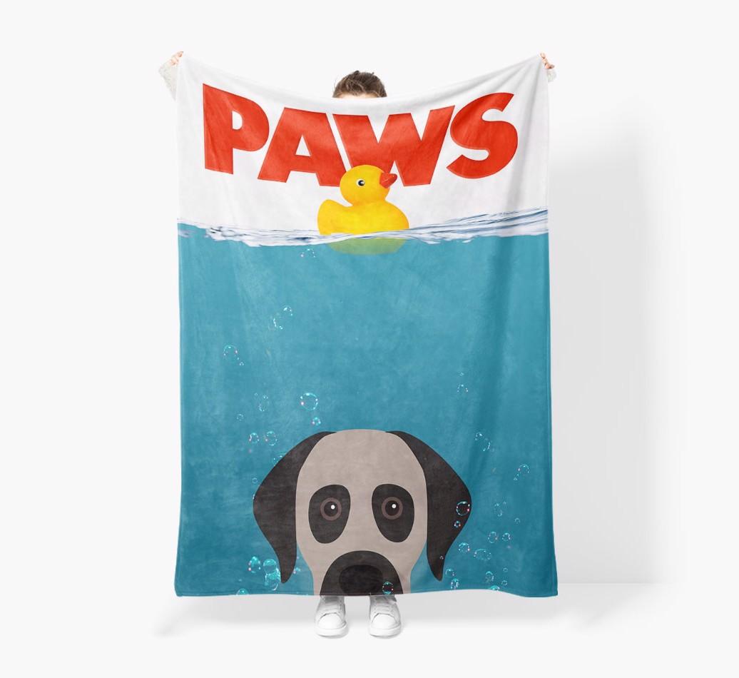 'Paws' - Personalized {breedFullName} Blanket: Premium Sherpa Fleece