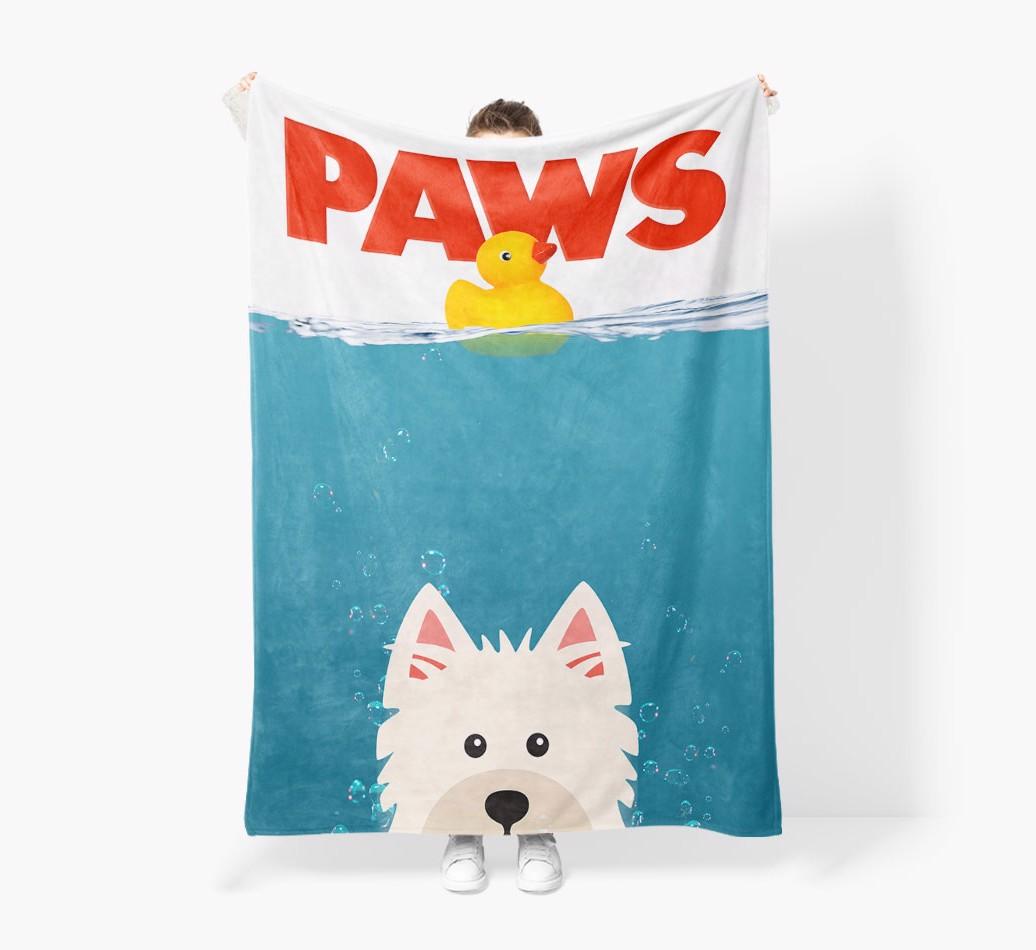 'Paws' - Personalized {breedFullName} Blanket: Premium Sherpa Fleece