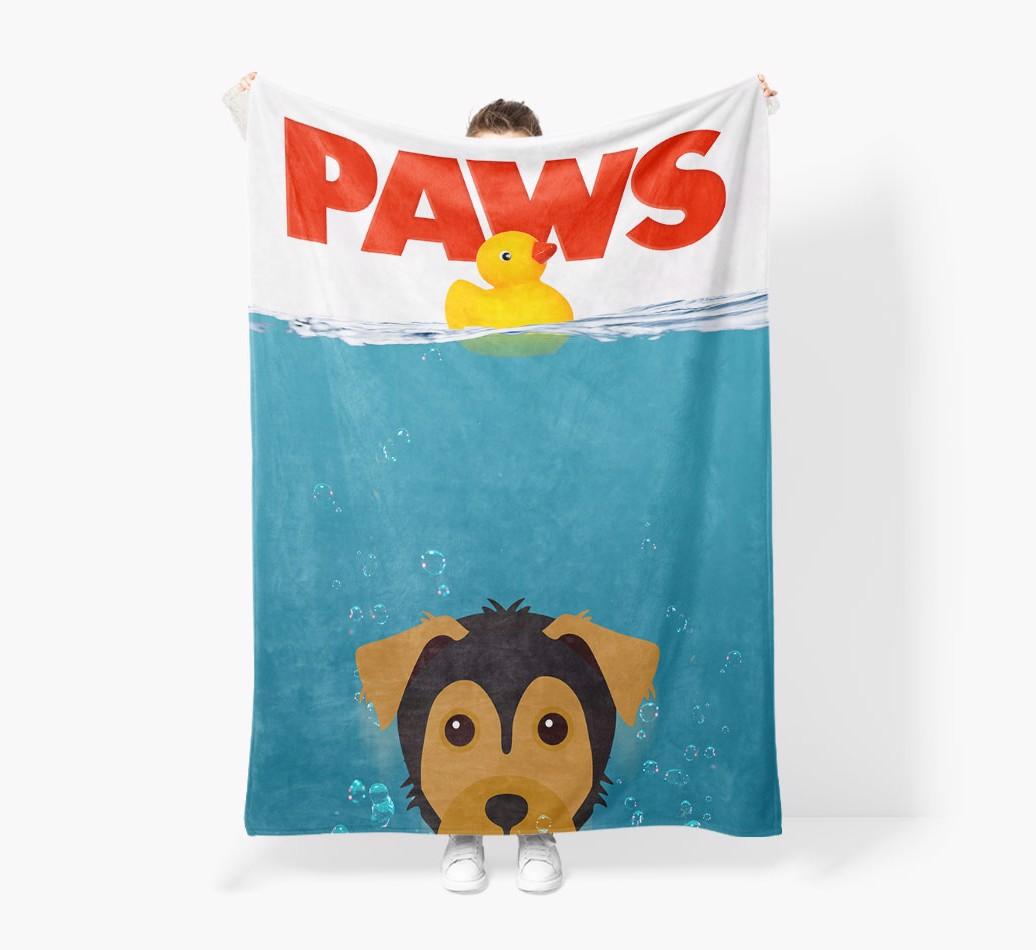 'Paws' - Personalized {breedFullName} Blanket: Premium Sherpa Fleece