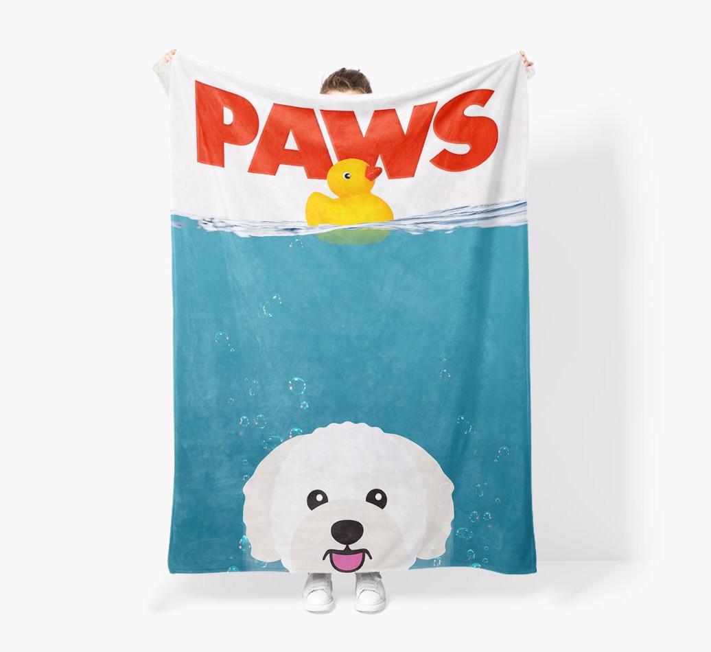 'Paws' - Personalized {breedFullName} Blanket: Premium Sherpa Fleece