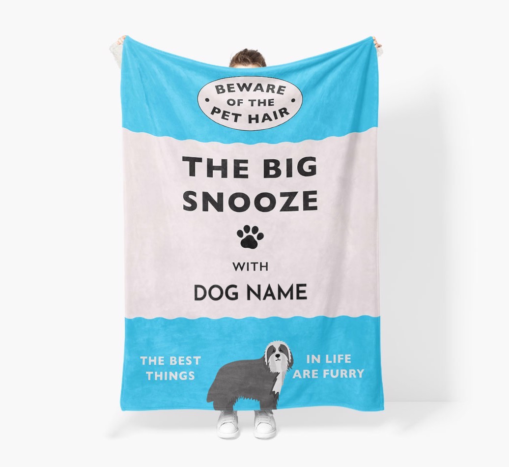 'The Big Snooze' - Personalized Sherpa Fleece Blanket with {breedFullName} Yappicon