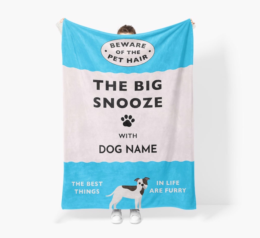 'The Big Snooze' - Personalised Sherpa Fleece Blanket with {breedFullName} Yappicon