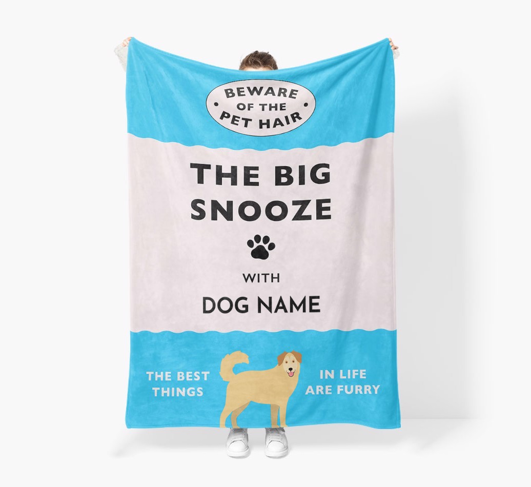 'The Big Snooze' - Personalised Sherpa Fleece Blanket with {breedFullName} Yappicon