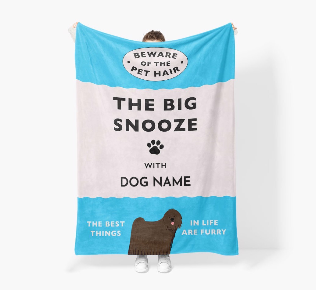 'The Big Snooze' - Personalised Sherpa Fleece Blanket with {breedFullName} Yappicon