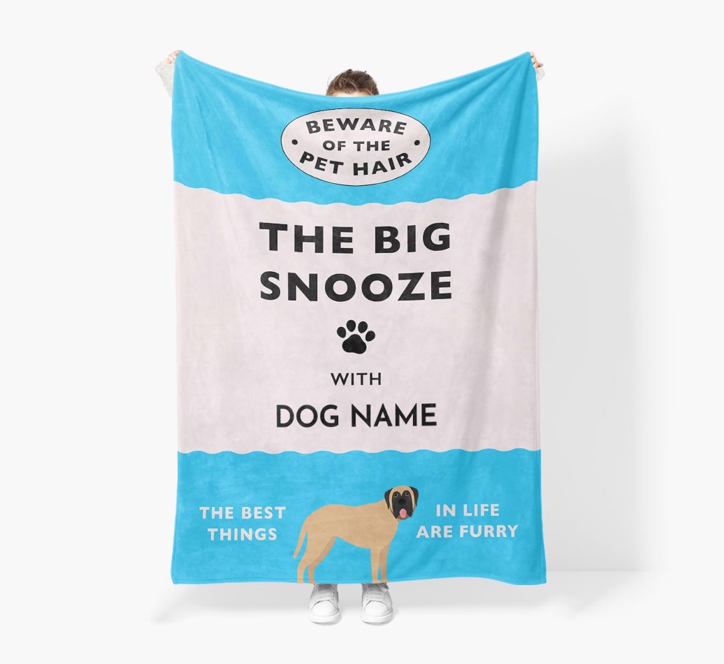 'The Big Snooze' - Personalised Sherpa Fleece Blanket with {breedFullName} Yappicon