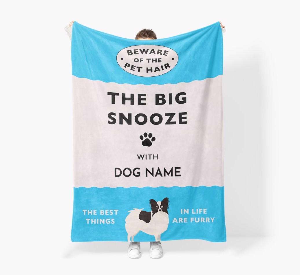 'The Big Snooze' - Personalized Sherpa Fleece Blanket with {breedFullName} Yappicon