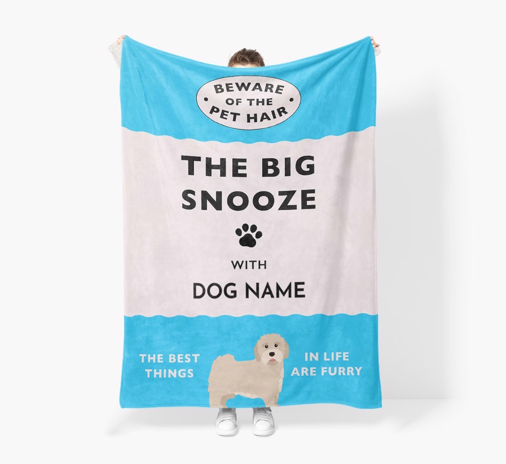 'The Big Snooze' - Personalised Sherpa Fleece Blanket with {breedFullName} Yappicon