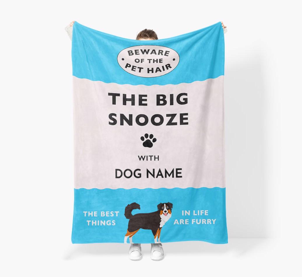 'The Big Snooze' - Personalized Sherpa Fleece Blanket with {breedFullName} Yappicon