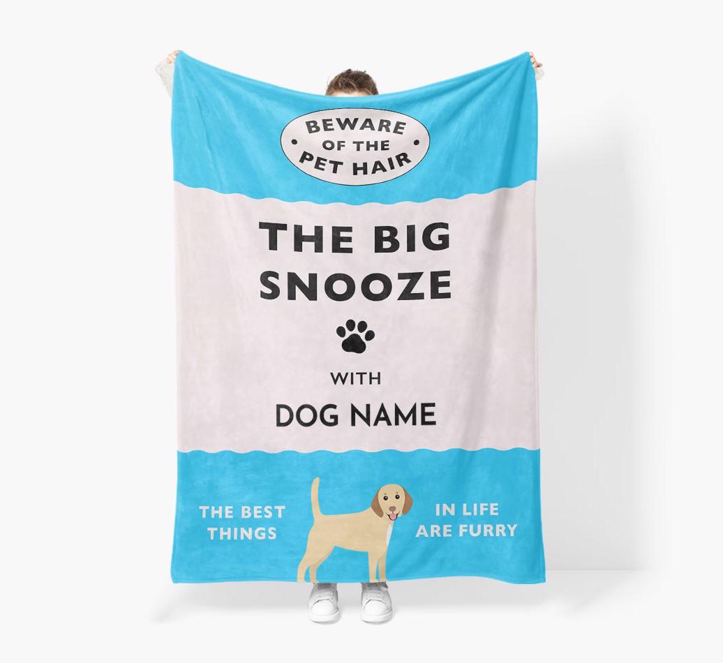 'The Big Snooze' - Personalized Sherpa Fleece Blanket with {breedFullName} Yappicon