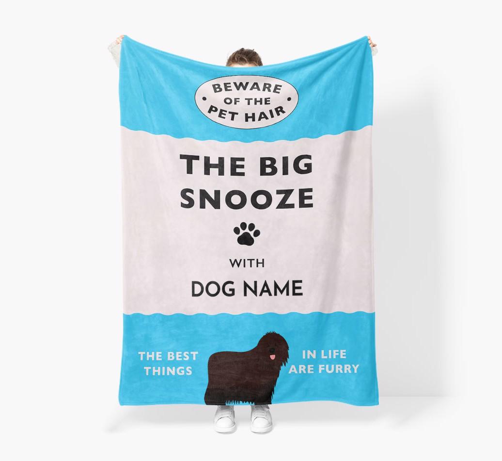 'The Big Snooze' - Personalized Sherpa Fleece Blanket with {breedFullName} Yappicon