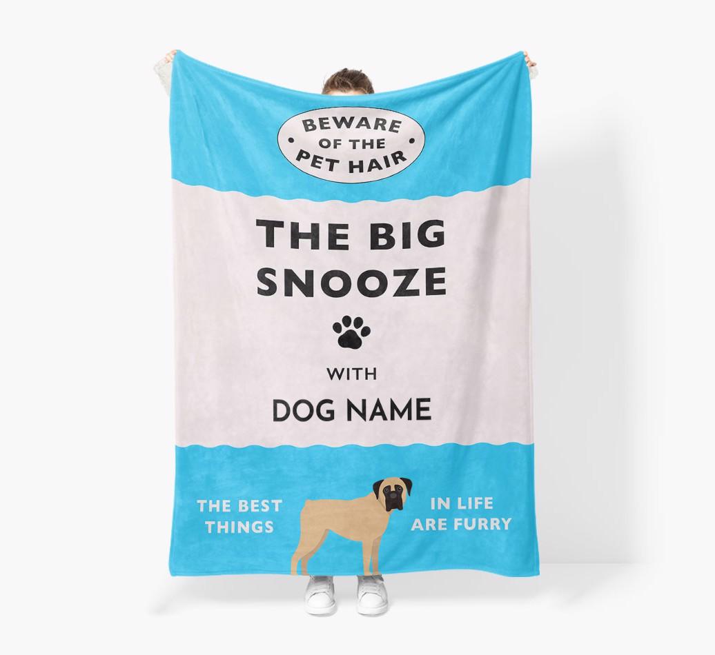 'The Big Snooze' - Personalized Sherpa Fleece Blanket with {breedFullName} Yappicon