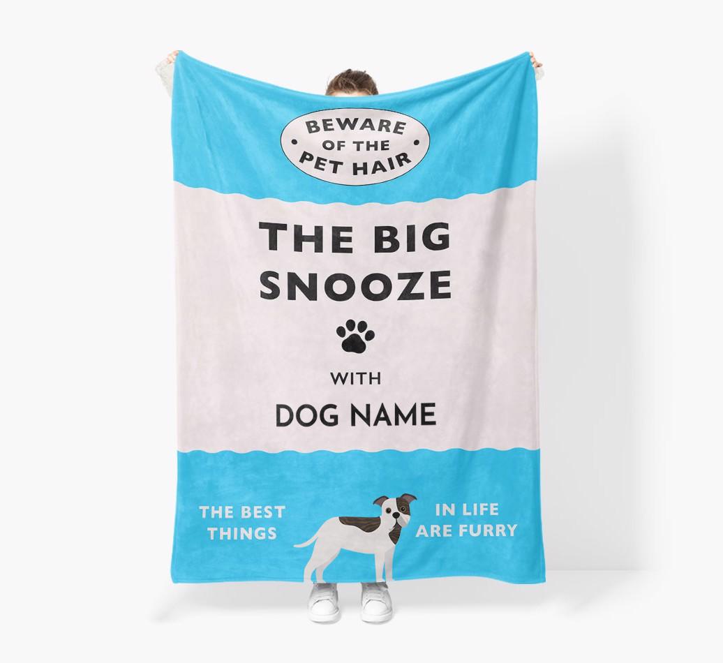 'The Big Snooze' - Personalized Sherpa Fleece Blanket with {breedFullName} Yappicon