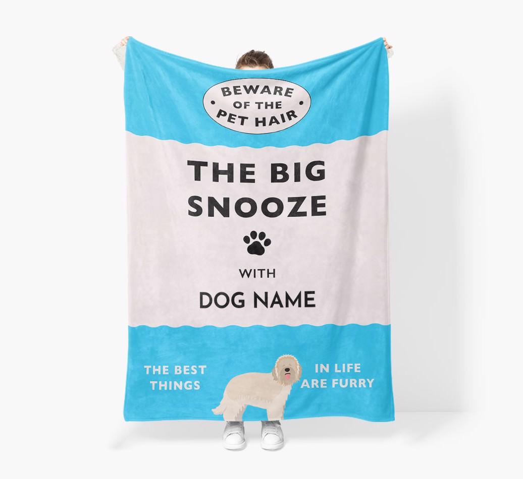 'The Big Snooze' - Personalized Sherpa Fleece Blanket with {breedFullName} Yappicon