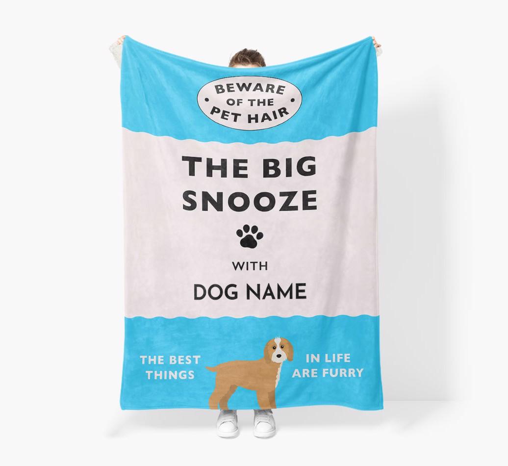 'The Big Snooze' - Personalized Sherpa Fleece Blanket with {breedFullName} Yappicon
