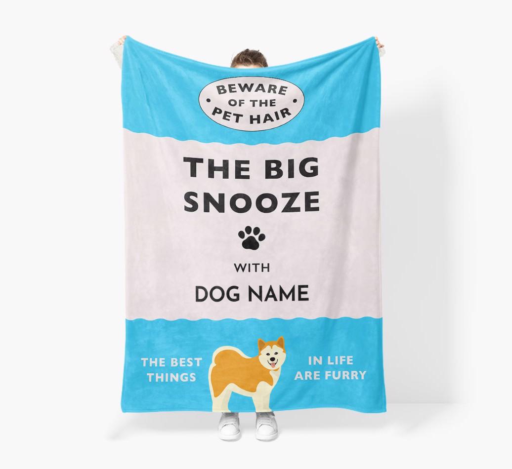 'The Big Snooze' - Personalized Sherpa Fleece Blanket with {breedFullName} Yappicon