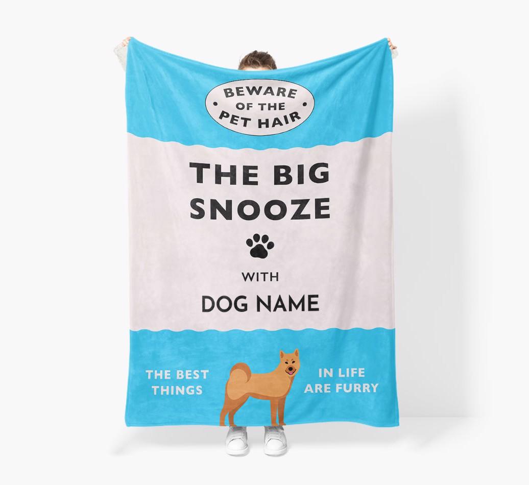 'The Big Snooze' - Personalized Sherpa Fleece Blanket with {breedFullName} Yappicon