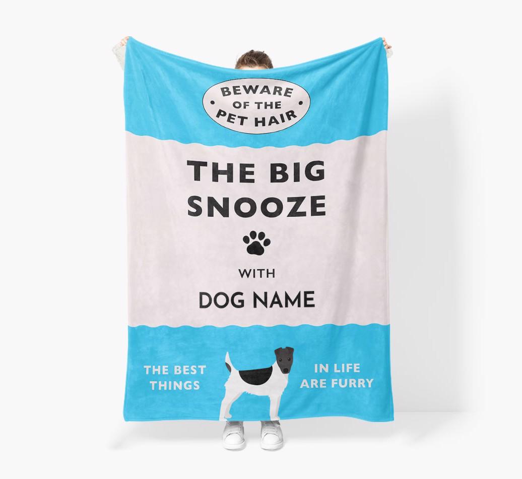 'The Big Snooze' - Personalized Sherpa Fleece Blanket with {breedFullName} Yappicon