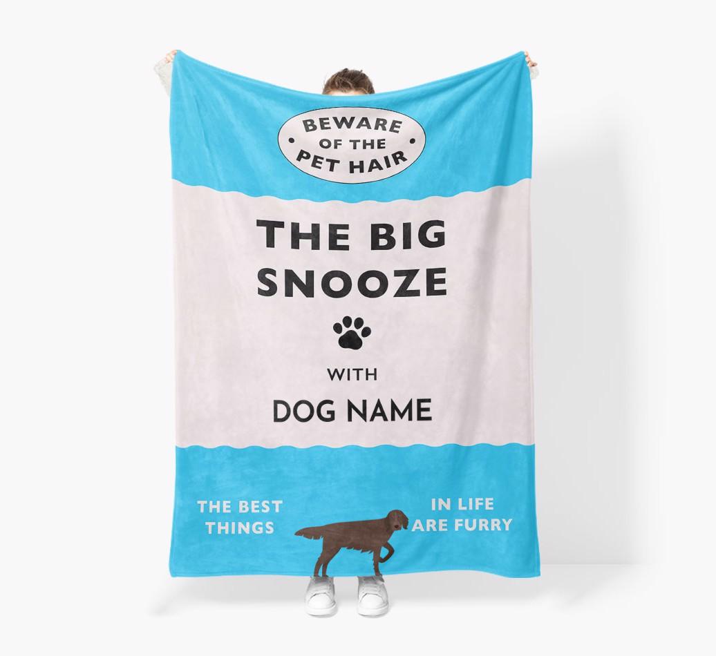 'The Big Snooze' - Personalized Sherpa Fleece Blanket with {breedFullName} Yappicon