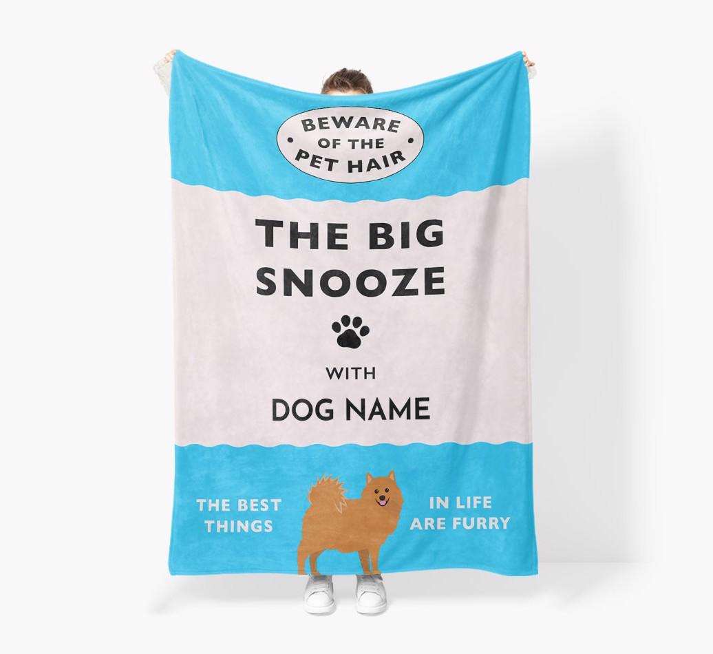'The Big Snooze' - Personalized Sherpa Fleece Blanket with {breedFullName} Yappicon