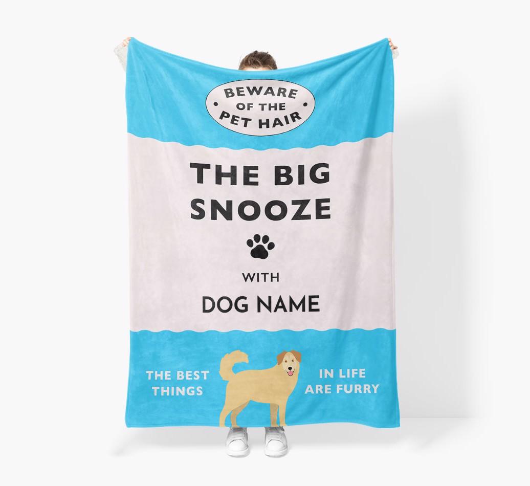'The Big Snooze' - Personalized Sherpa Fleece Blanket with {breedFullName} Yappicon