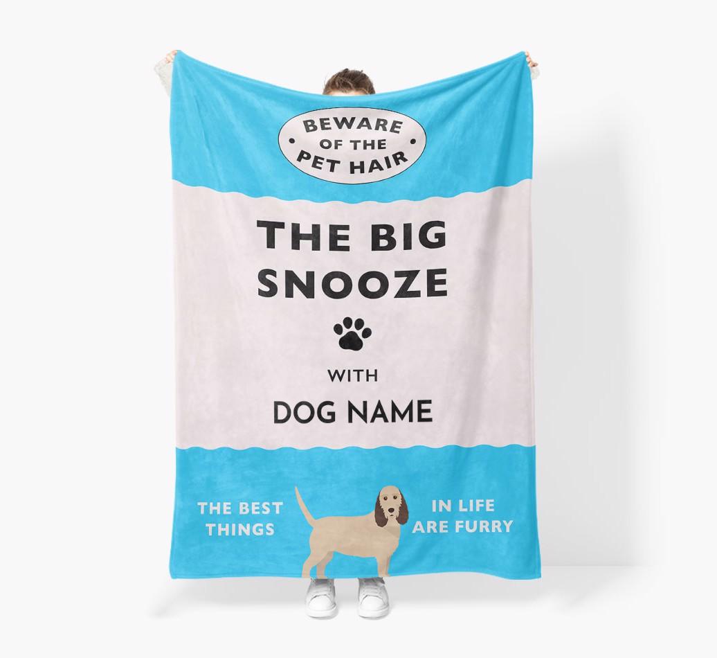 'The Big Snooze' - Personalized Sherpa Fleece Blanket with {breedFullName} Yappicon