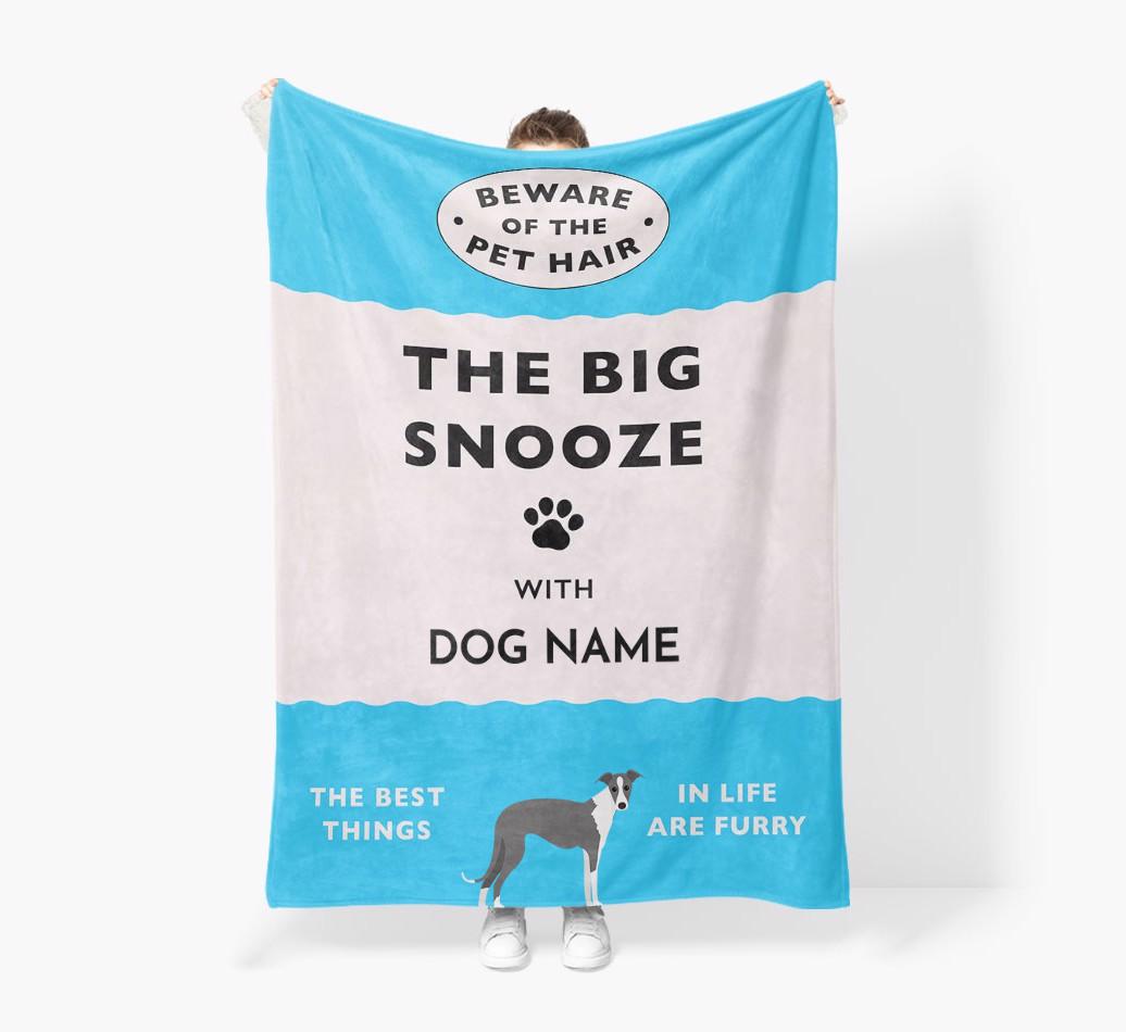 'The Big Snooze' - Personalized Sherpa Fleece Blanket with {breedFullName} Yappicon