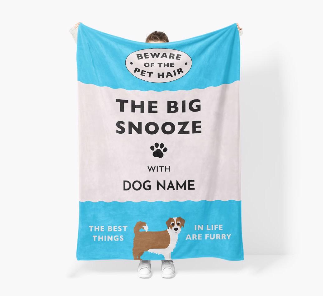'The Big Snooze' - Personalized Sherpa Fleece Blanket with {breedFullName} Yappicon