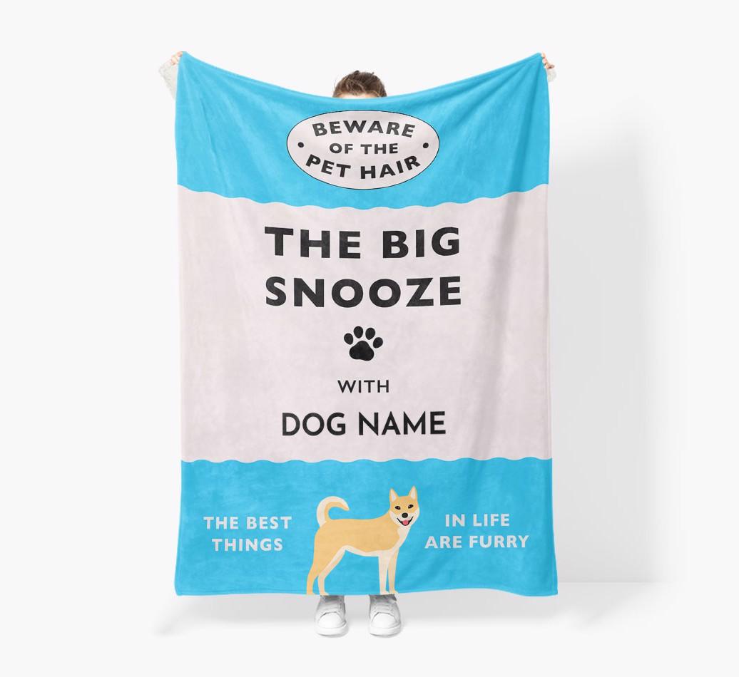 'The Big Snooze' - Personalized Sherpa Fleece Blanket with {breedFullName} Yappicon