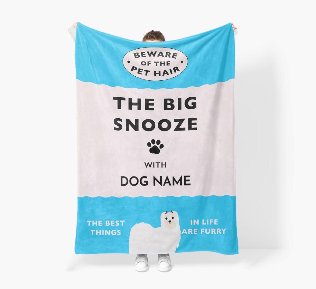'The Big Snooze' - Personalized Sherpa Fleece Blanket with {breedFullName} Yappicon