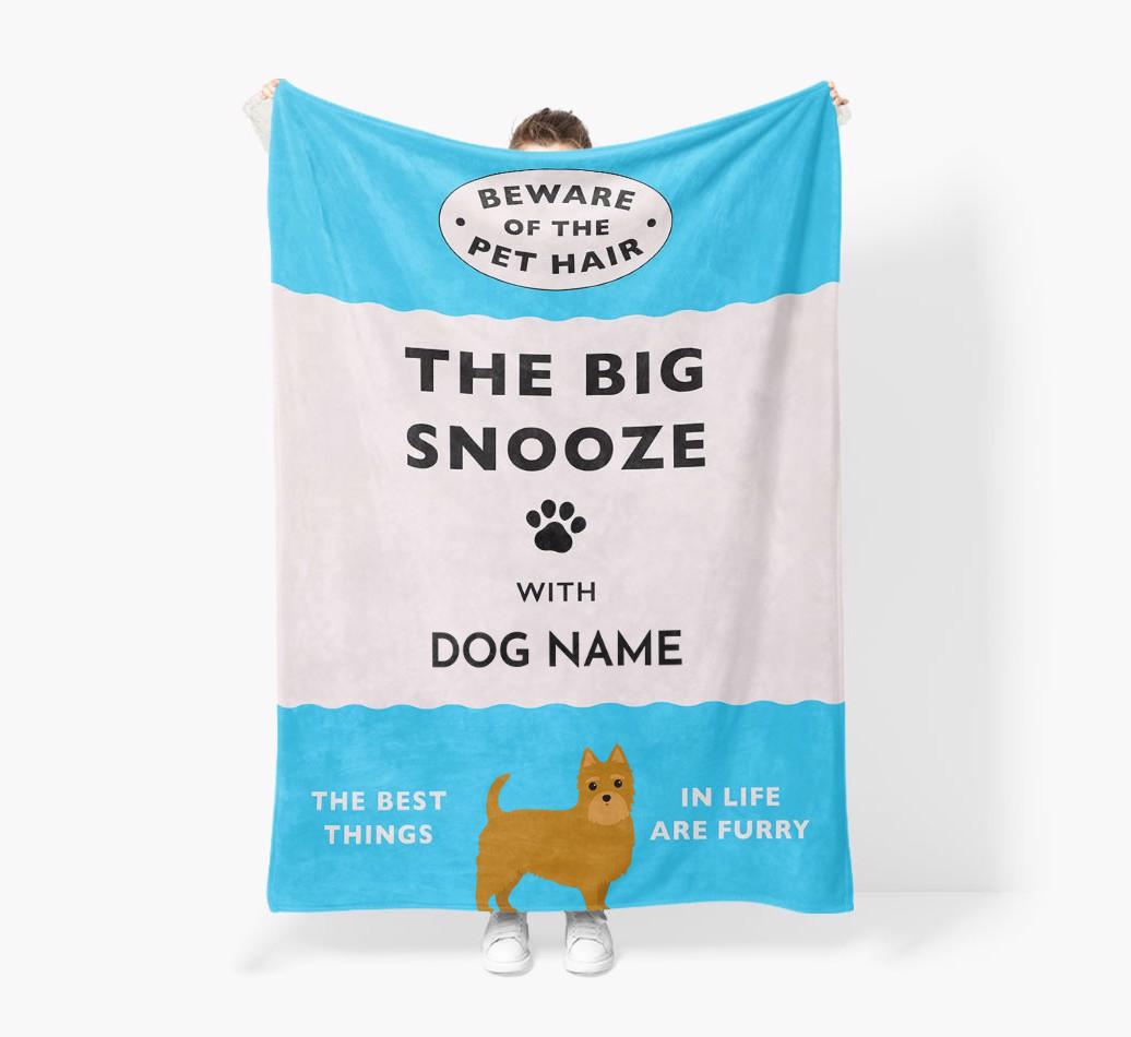 'The Big Snooze' - Personalized Sherpa Fleece Blanket with {breedFullName} Yappicon