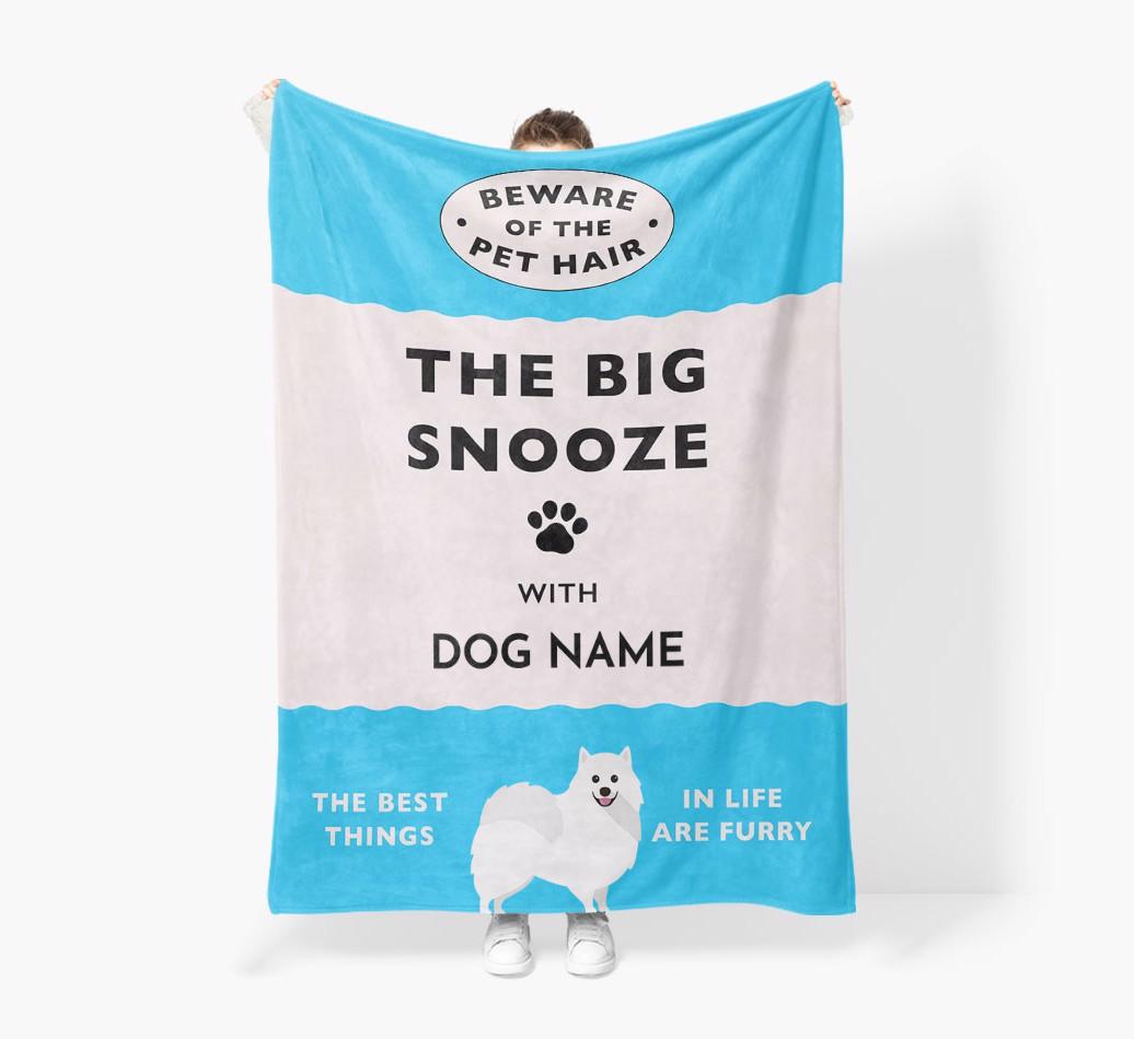 'The Big Snooze' - Personalized Sherpa Fleece Blanket with {breedFullName} Yappicon