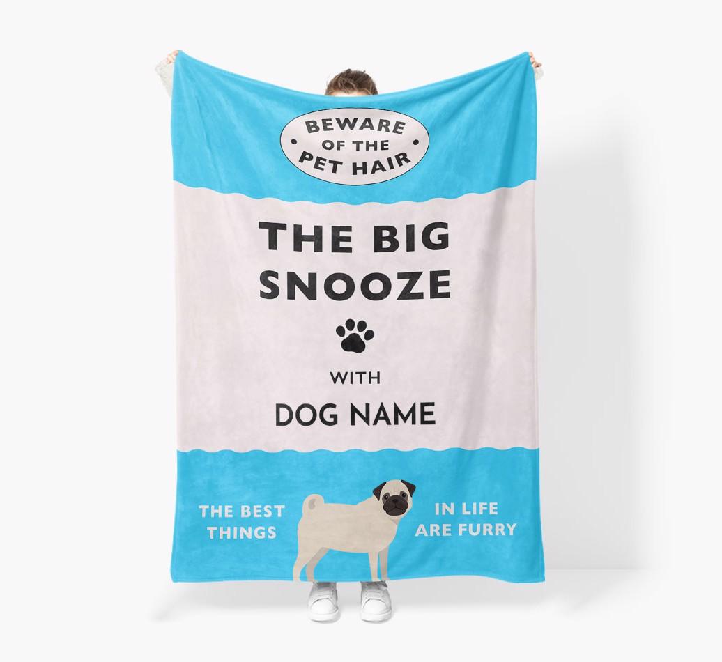 'The Big Snooze' - Personalized Sherpa Fleece Blanket with {breedFullName} Yappicon