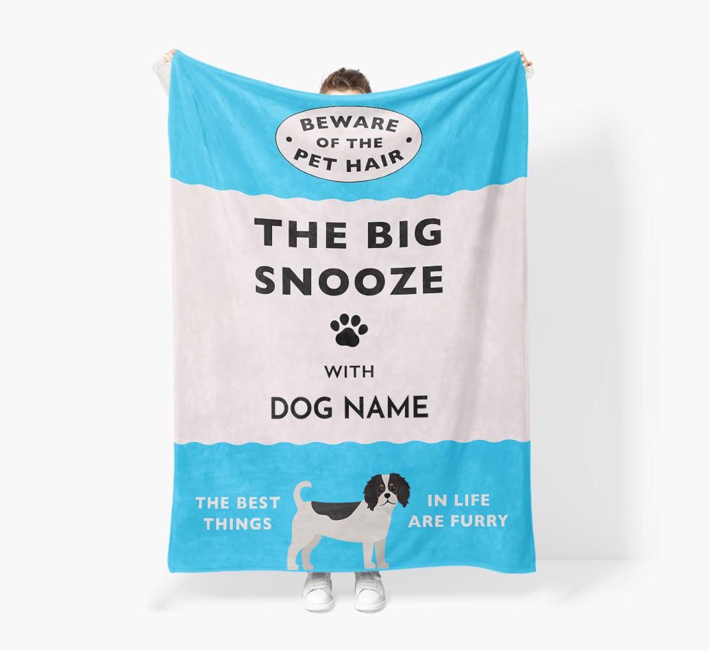 'The Big Snooze' - Personalized Sherpa Fleece Blanket with {breedFullName} Yappicon
