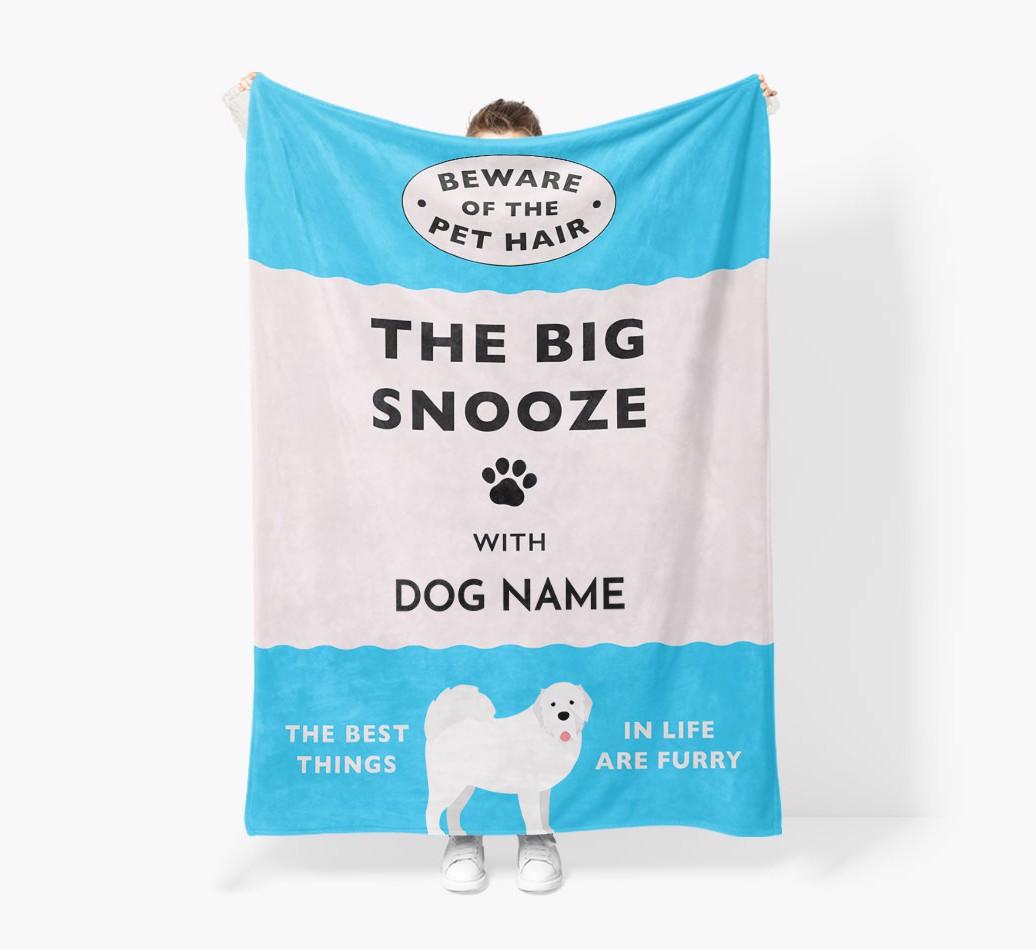 'The Big Snooze' - Personalized Sherpa Fleece Blanket with {breedFullName} Yappicon