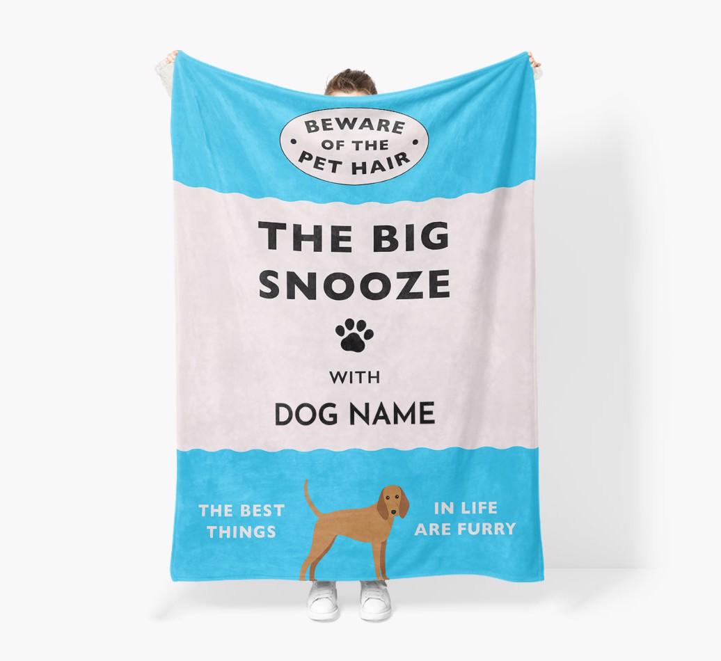 'The Big Snooze' - Personalized Sherpa Fleece Blanket with {breedFullName} Yappicon