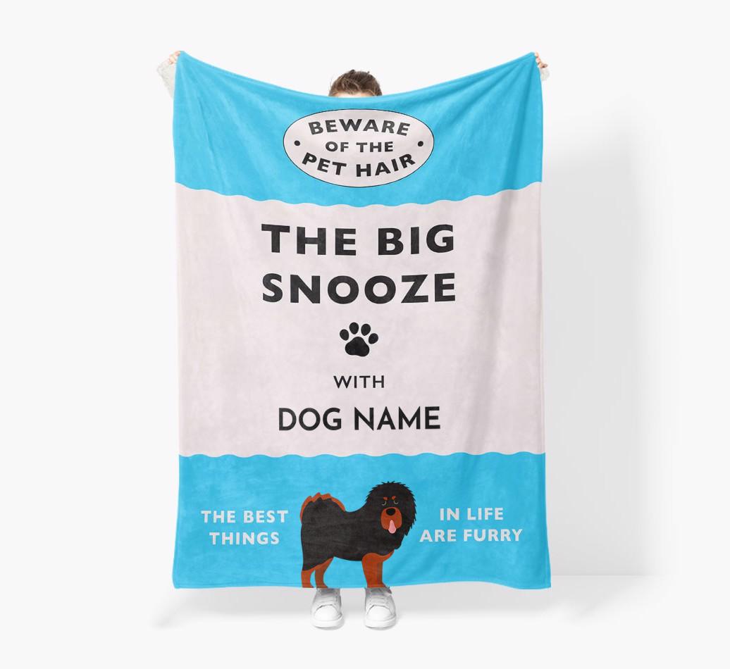 'The Big Snooze' - Personalized Sherpa Fleece Blanket with {breedFullName} Yappicon