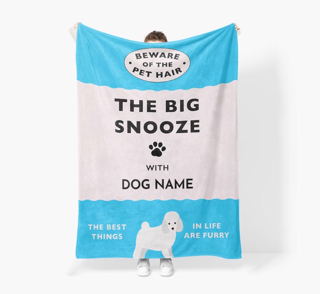 'The Big Snooze' - Personalized Sherpa Fleece Blanket with {breedFullName} Yappicon