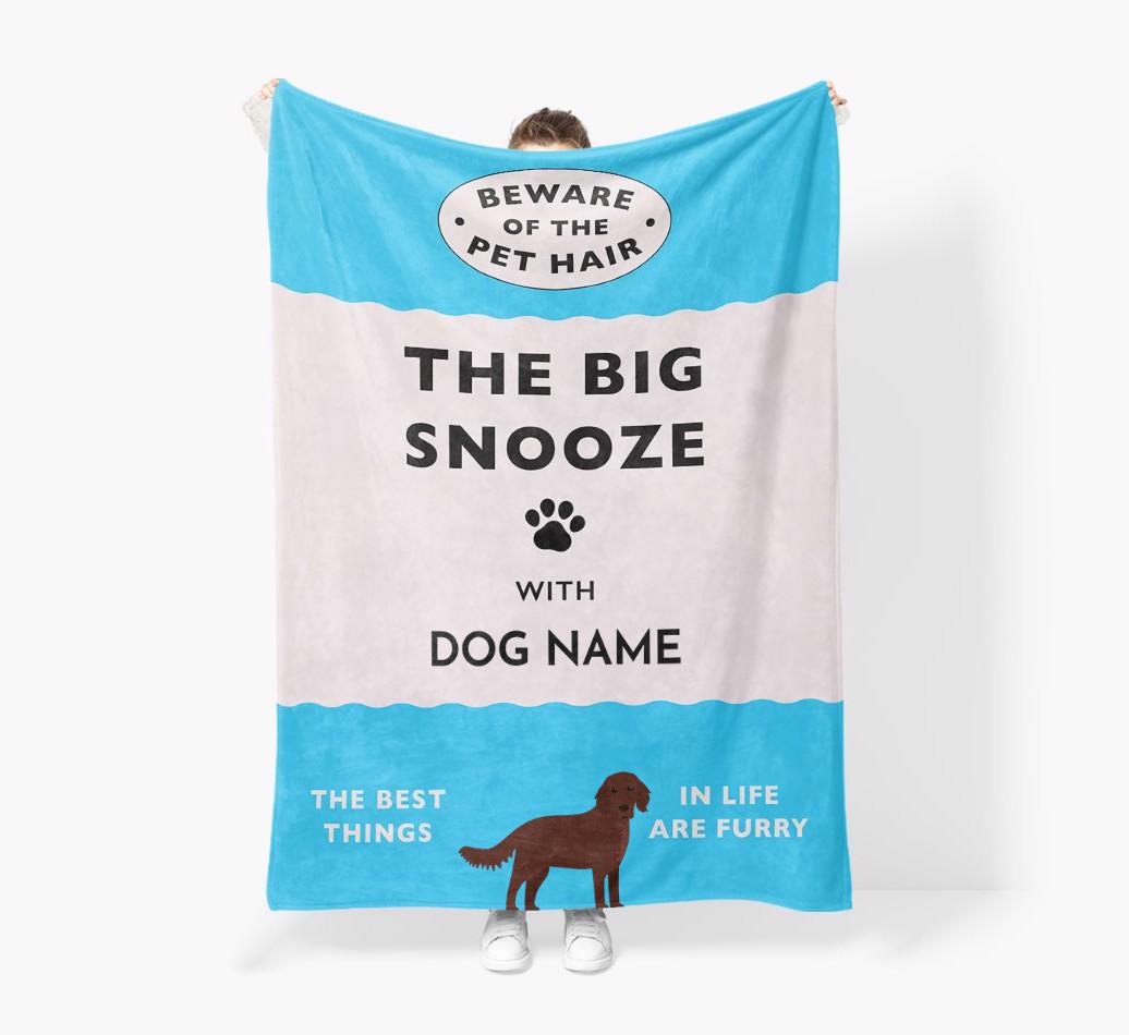 'The Big Snooze' - Personalized Sherpa Fleece Blanket with {breedFullName} Yappicon