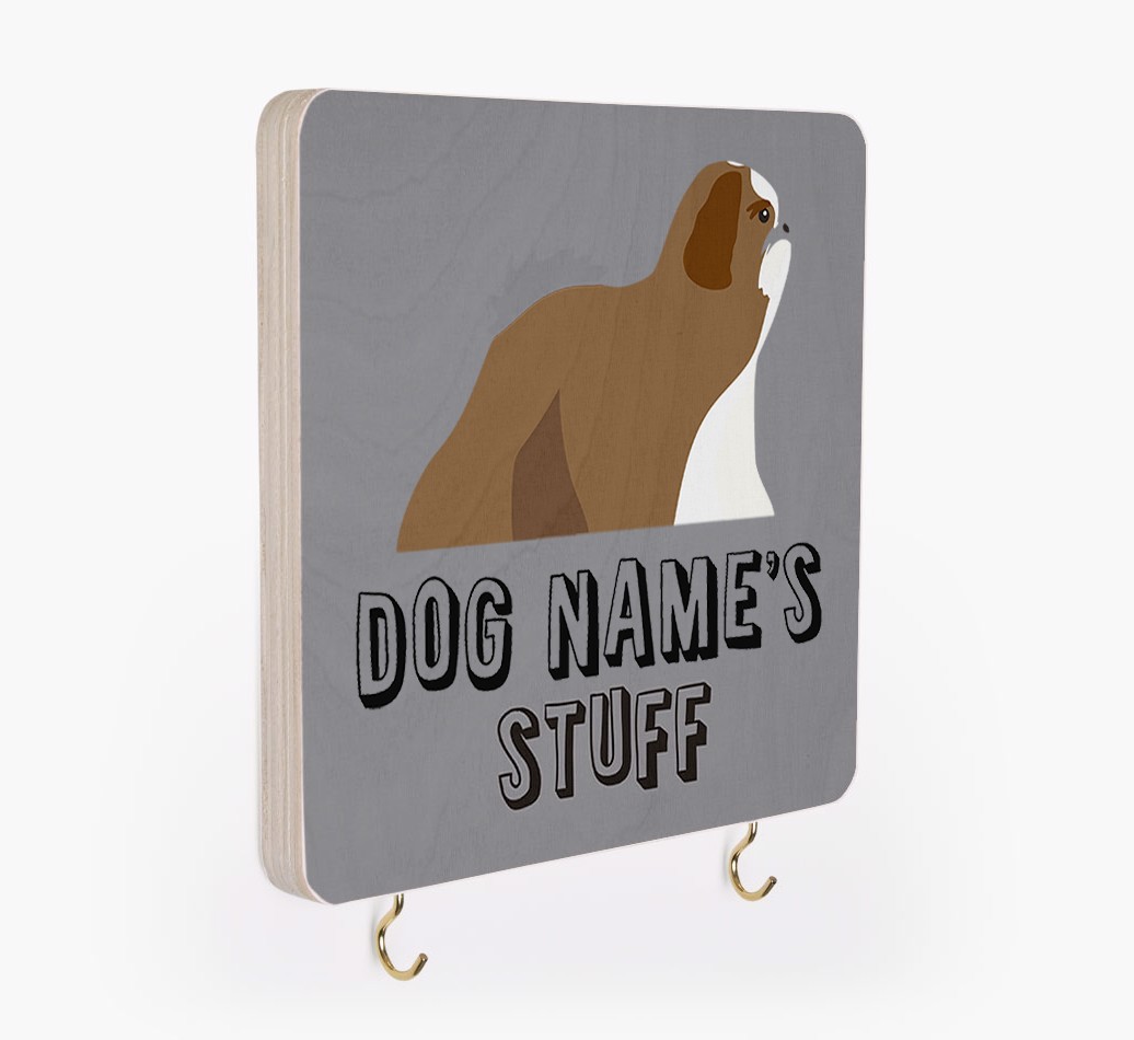 'Dog's Stuff' - Personalized {breedFullName} Lead & Collar Hanger